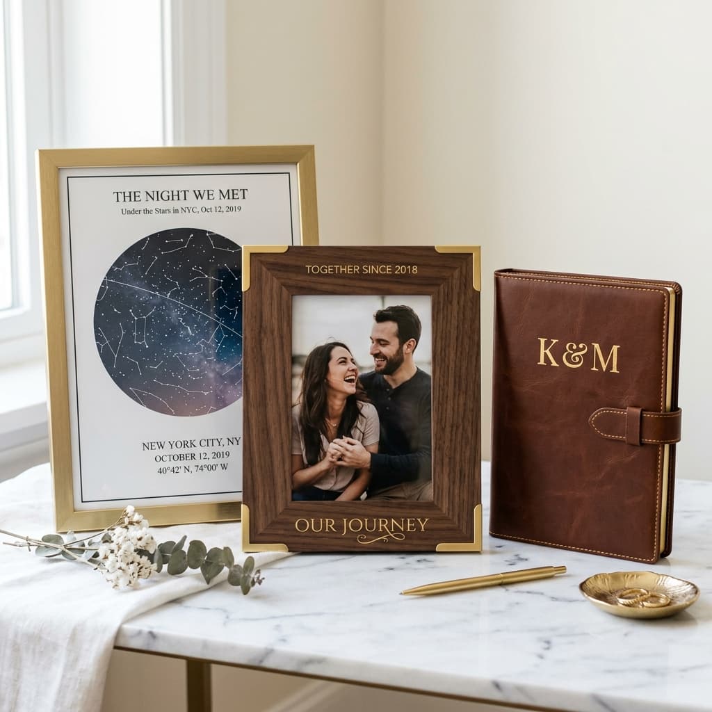 Monogrammed Leather Journal & Pen Set